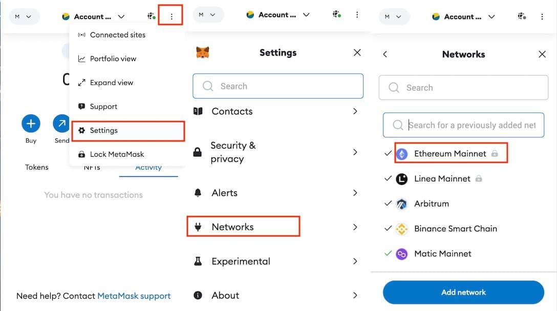 [Switching network in MetaMask]
